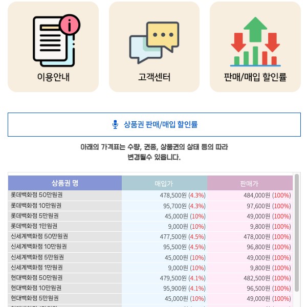 상품권 프로그램 적용 홈페이지